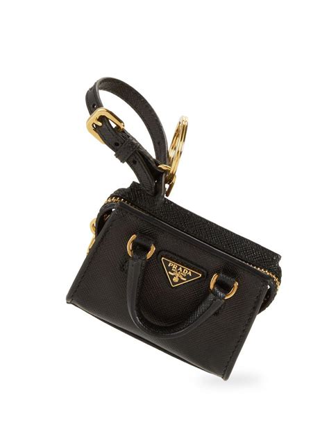 prada mini bag keychain|Black Leather Bag Charm And Keychain .